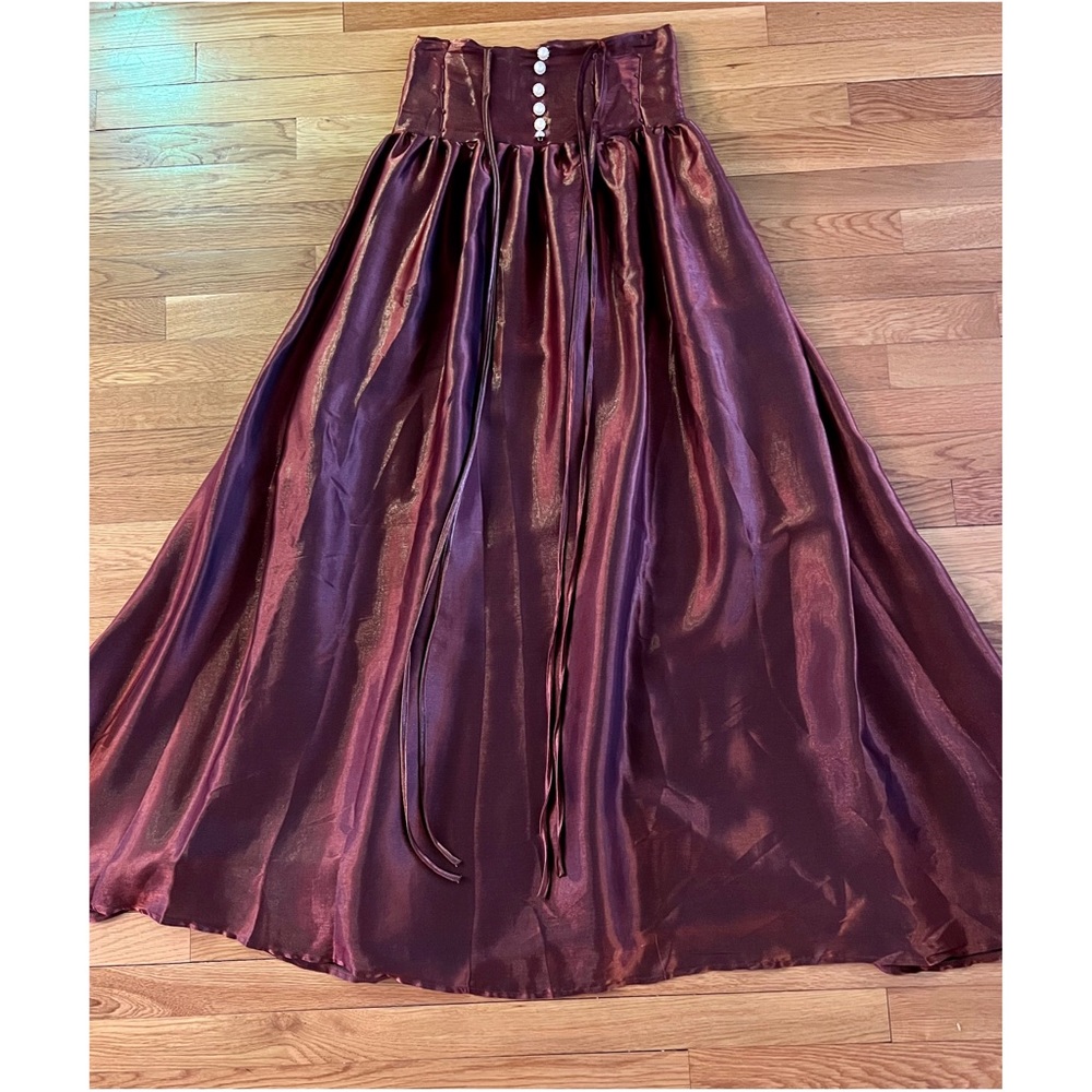 METALLIC BROWN MAXI LONG SKIRT